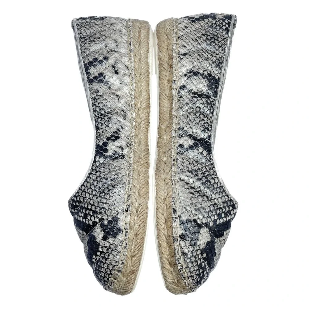 Franco Sarto Womens Kiya‎ Espadrille Snakeskin Platform Slip Ons Square Toe 7.5